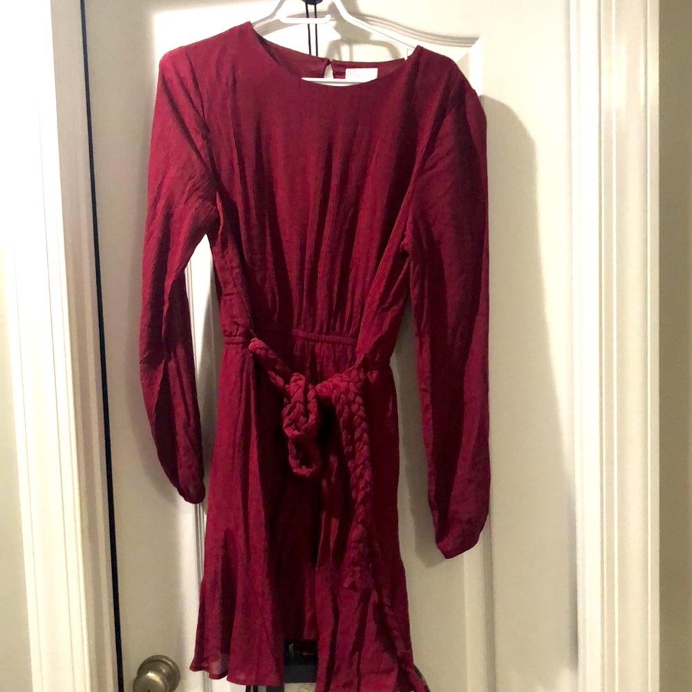Crimson/wine crinkle fabric dress